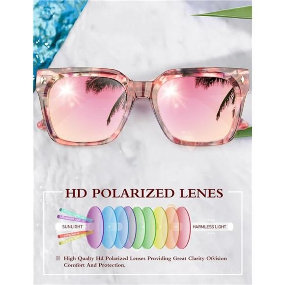 ? Polarized Sunglasses for Women: UV Protection Womens and Mens Square Shades main image 4